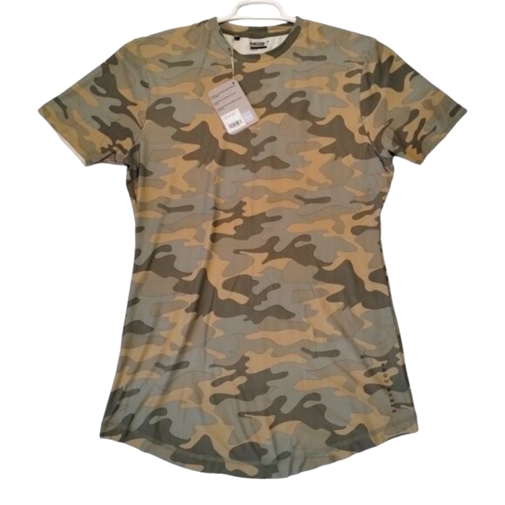 Gymshark Faded Camo Training T-Shirt Size S Light‎ Khaki Steve Cook